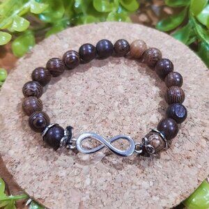Brown Infinity Beaded Bracelet- New